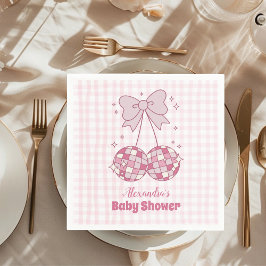 Serviette En Papier Baby shower retro Rose Aquarelle Bow Girl