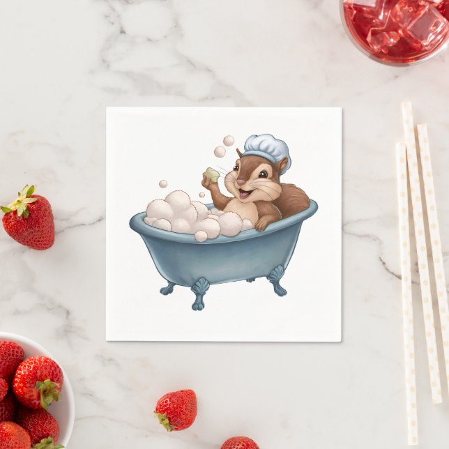 Serviette En Papier Baby shower Rétro Squirrel (En situation)