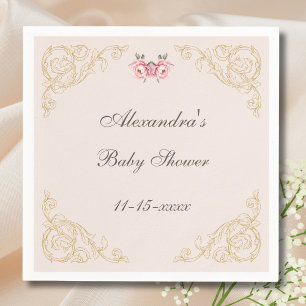 Serviette En Papier Baby shower Rococo Rococo Rococo Fleurs Vintages