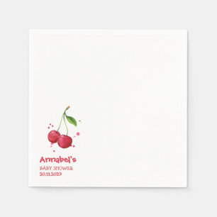 Serviette En Papier Baby Shower Rose à l'aquarelle Cerise