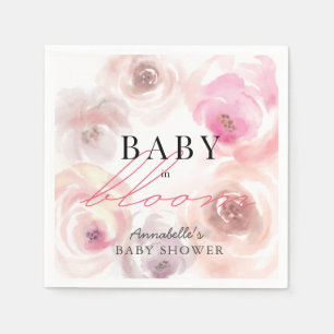 Serviette En Papier Baby shower Rose bébé en fleurs aquarelle