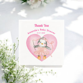 Serviette En Papier Baby shower rose blanc fille Pingouin Papier Napki