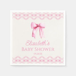 Serviette En Papier Baby shower rose Coquette Bow