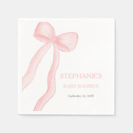 Serviette En Papier Baby shower rose Coquette Bow
