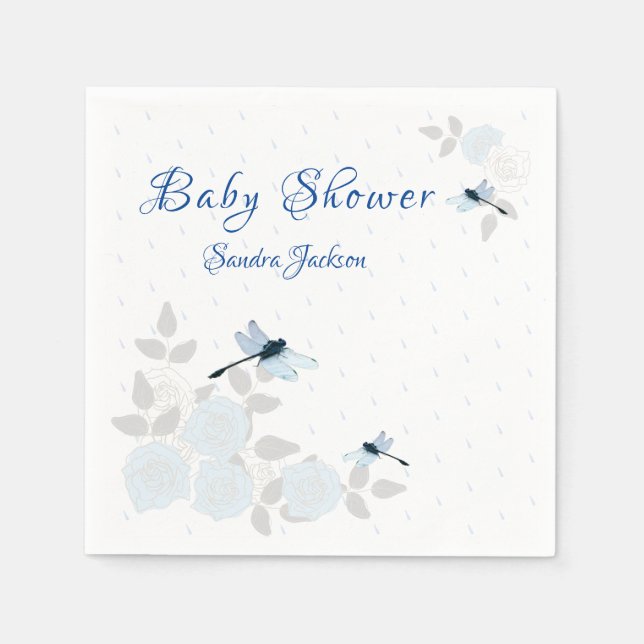 Serviette En Papier Baby shower Rose de dragonfly Boy (Devant)