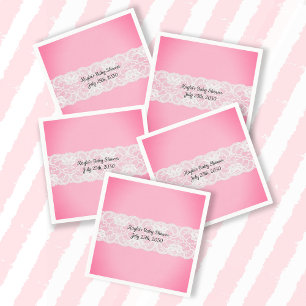 Serviette En Papier Baby shower rose dentelle