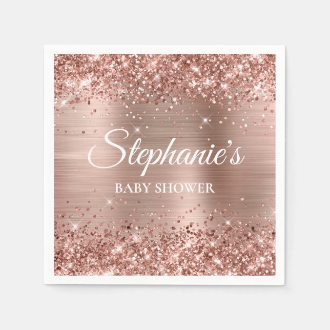 Serviette En Papier Baby shower Rose d'huile d'or (Devant)