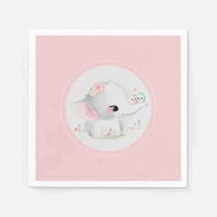 Serviette En Papier Baby shower rose Eléphant mignon