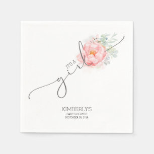 Serviette En Papier Baby shower rose Fleur mignonne