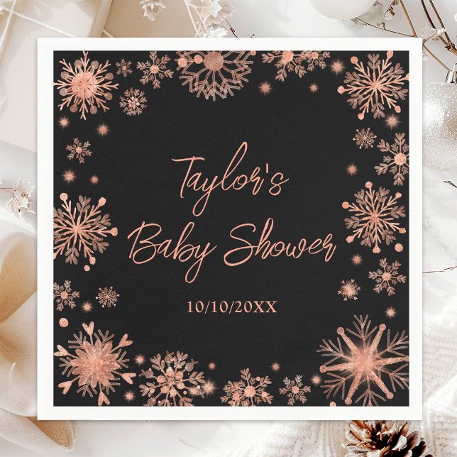 Serviette En Papier Baby shower rose Gold Snowflakes (Créateur téléchargé)