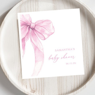 Serviette En Papier Baby Shower Rose Moderne Ruban
