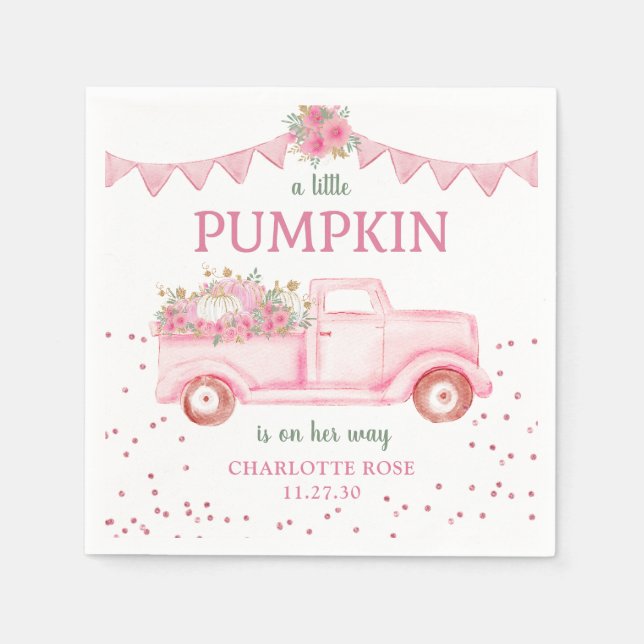 Serviette En Papier Baby shower rose petit Citrouille serviettes (Devant)