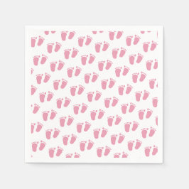 Serviette En Papier Baby shower rose pieds bébé