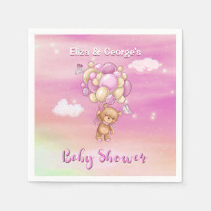 Serviette En Papier Baby shower rose Teddy Bear