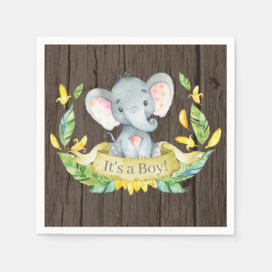 Serviette En Papier Baby shower rouge éléphant Jaune