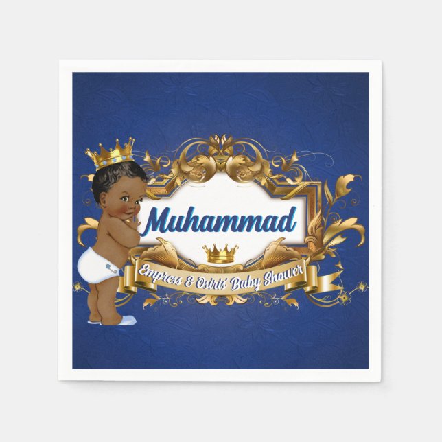 Serviette En Papier Baby shower royal du prince africain | Anniversair (Devant)