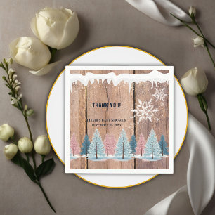 Serviette En Papier Baby shower rustique des pins d'hiver