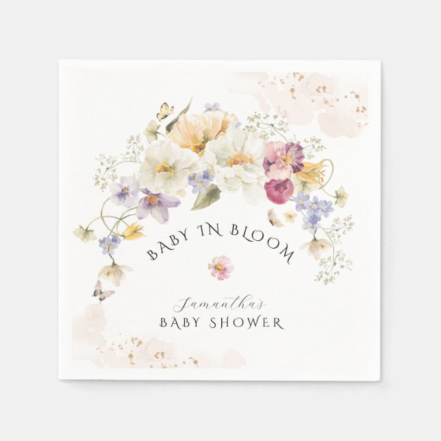 Serviette En Papier Baby shower rustique Fleur sauvage de fleurs (Devant)