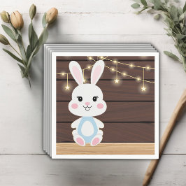 Serviette En Papier Baby shower rustique mignon lapin blanc