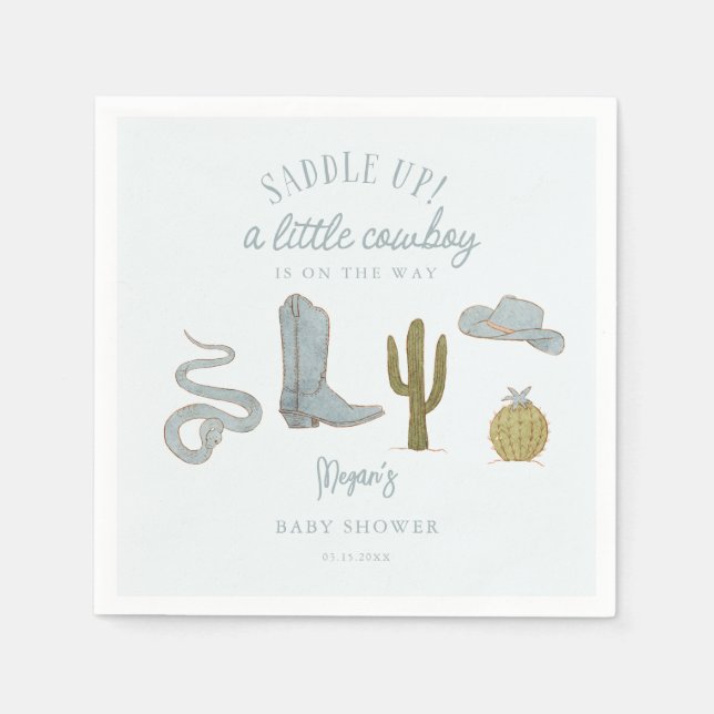 Serviette En Papier Baby shower Saddle Up Cowboy (Devant)