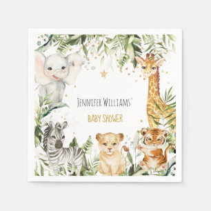 Serviette En Papier Baby shower Safari Baby Animals