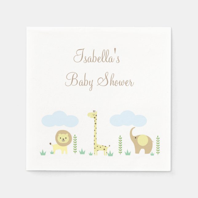 Serviette En Papier Baby shower Safari serviettes (Devant)