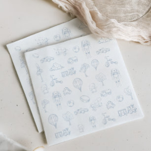 Serviette En Papier Baby shower salle de bébé Toile De Jouy bleue