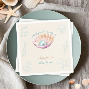 Serviette En Papier Baby shower Seashell Beach Little Pearl
