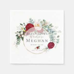 Serviette En Papier Baby shower serviettes   Bouquet Red Peony vibrant