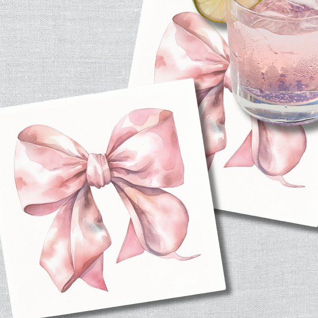 Serviette En Papier Baby shower simple à boule rose (Simple Pink Bow Baby Shower Napkins)