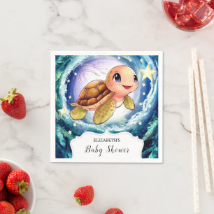 Serviette En Papier Baby shower simple de petite tortue