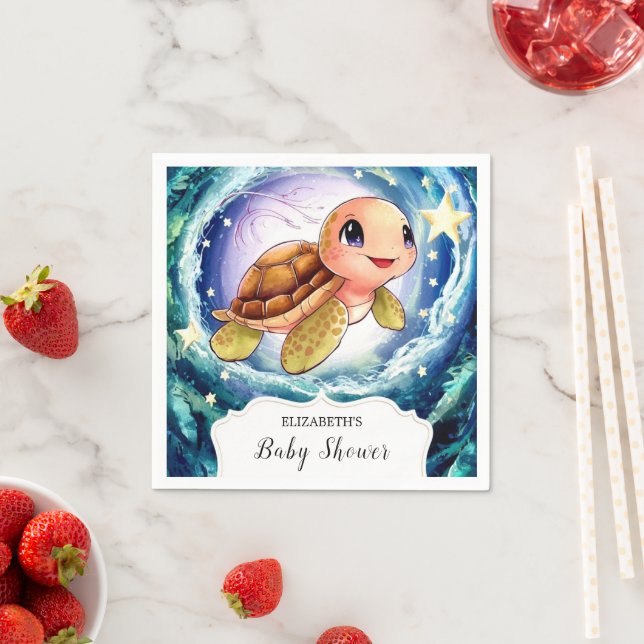 Serviette En Papier Baby shower simple de petite tortue (En situation)