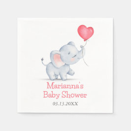 Serviette En Papier Baby shower simple éléphant et ballon cardiaque