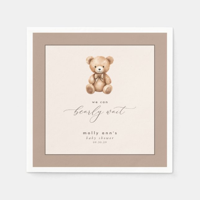 Serviette En Papier Baby shower simple neutre d'attente rapide (Devant)
