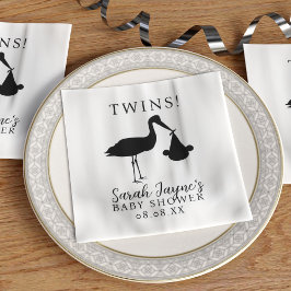 Serviette En Papier Baby shower simple Stork Twins