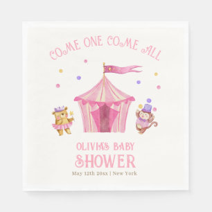 Serviette En Papier Baby shower singe de cirque rose unique