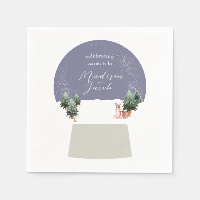 Serviette En Papier Baby shower Snowglobe d'hiver (Devant)
