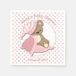 Serviette En Papier Baby shower somnolent de fille d'ours