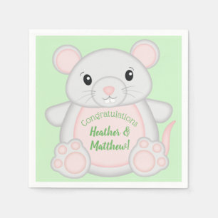 Serviette En Papier Baby shower souris souris vert