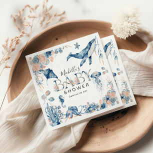 Serviette En Papier Baby shower sous-marin d'aquarelle enchanteur