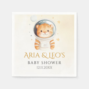 Serviette En Papier Baby shower spatial Tiger astronaute