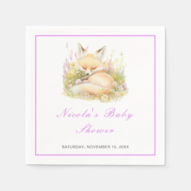 Serviette En Papier Baby shower Spring Fox (Devant)