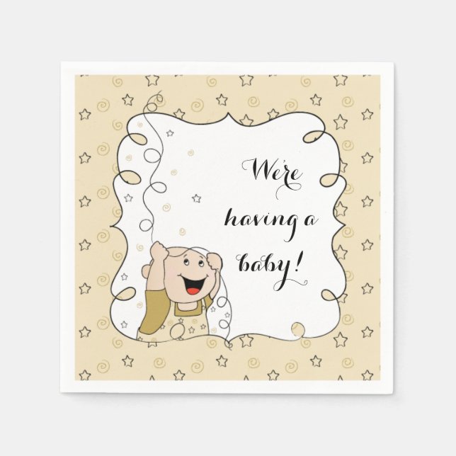 Serviette En Papier Baby shower Standard Cocktail Napkin Gold/Bk Baby (Devant)