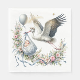 Serviette En Papier Baby shower Stork