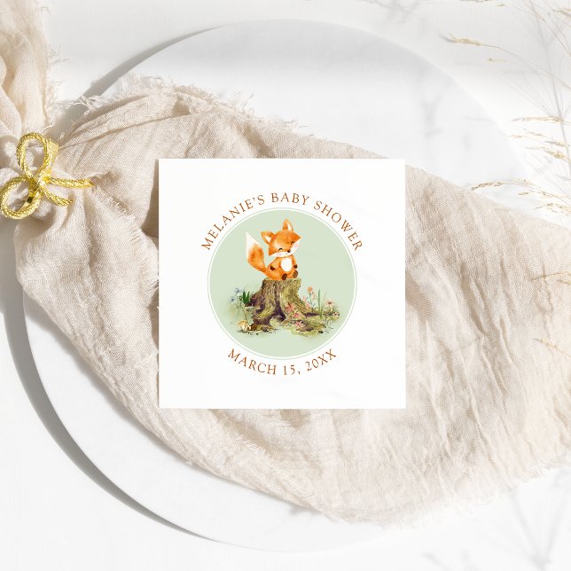 Serviette En Papier Baby shower Storybook Woodland Fox (Créateur téléchargé)