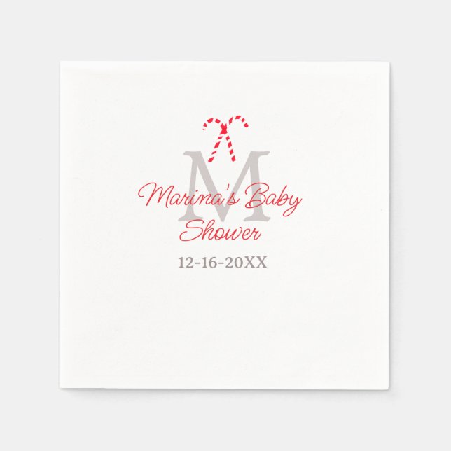Serviette En Papier Baby shower sucre de canne Noël monogramme (Devant)