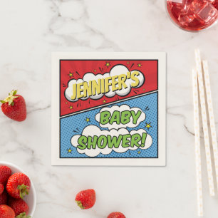 Serviette En Papier Baby shower Superhero de bande dessinée personnali