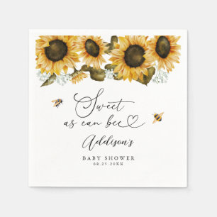 Serviette En Papier Baby shower Sweet Bee Sunflower
