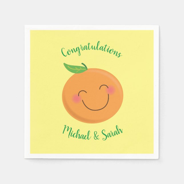 Serviette En Papier Baby shower Tangerine de Little Cutie (Devant)