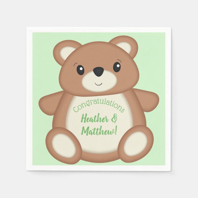 Serviette En Papier Baby shower Teddy Bear (Devant)